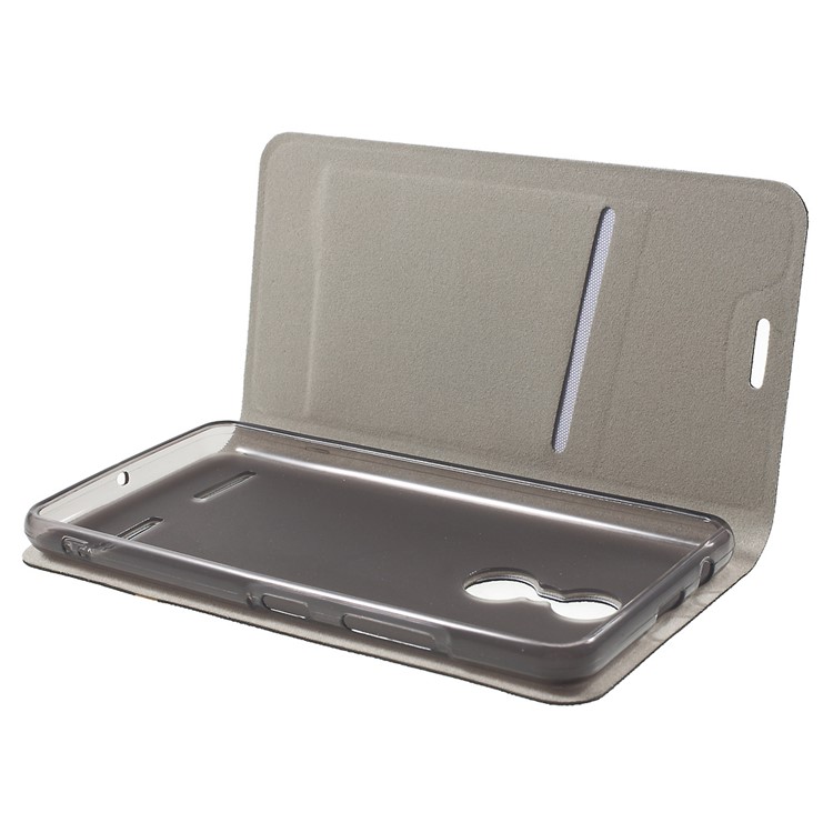 Cross Texture Card Holder Leather Stand Case for Lenovo K6 - Black-5