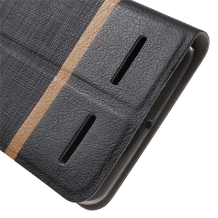 Cross Texture Card Holder Leather Stand Case for Lenovo K6 - Black-8