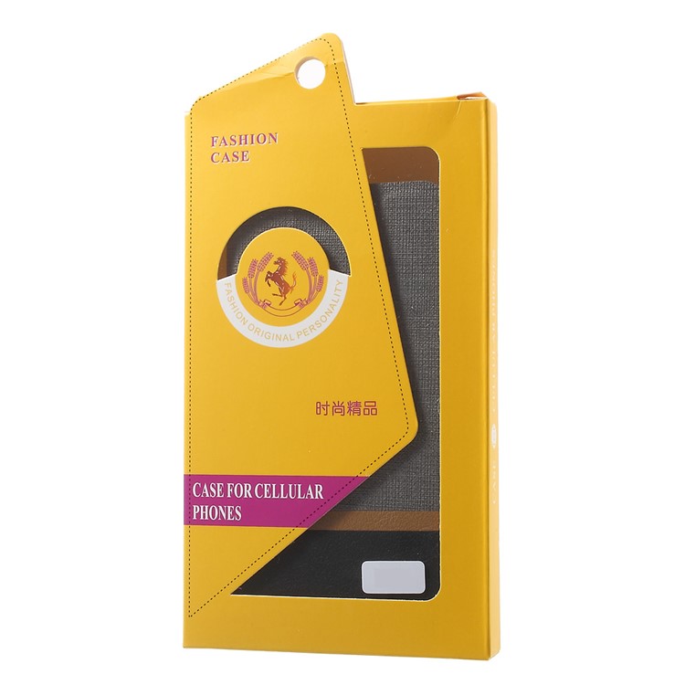 Cross Texture Card Holder Leather Stand Cover for Lenovo K6 - Grey -10