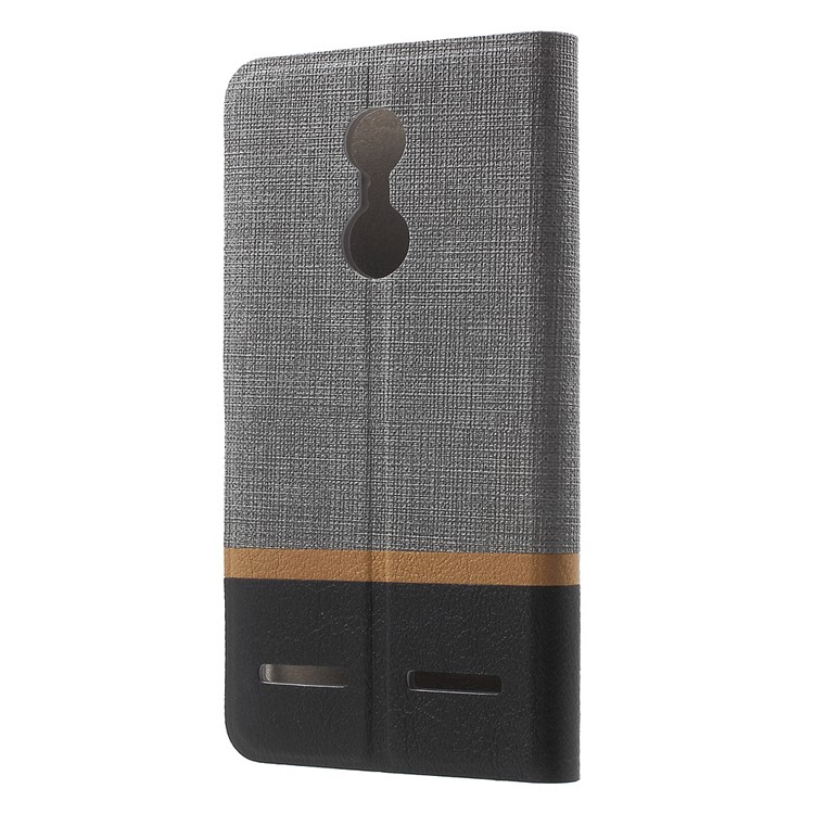 Cross Texture Card Holder Leather Stand Cover for Lenovo K6 - Grey -2