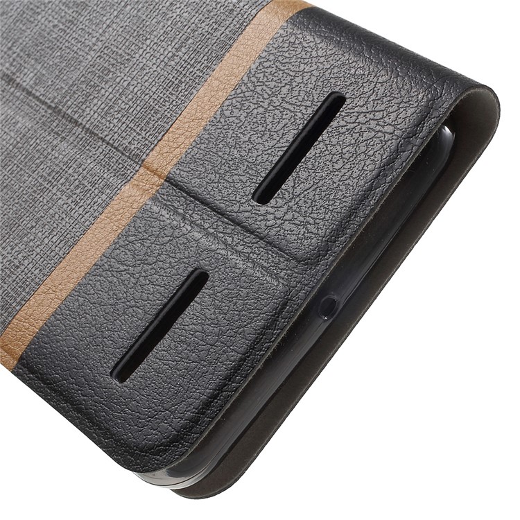 Cross Texture Card Holder Leather Stand Cover for Lenovo K6 - Grey -8