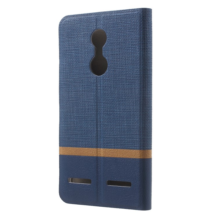 Cross Texture Leather Card Holder Phone Case for Lenovo K6 - Dark Blue-2