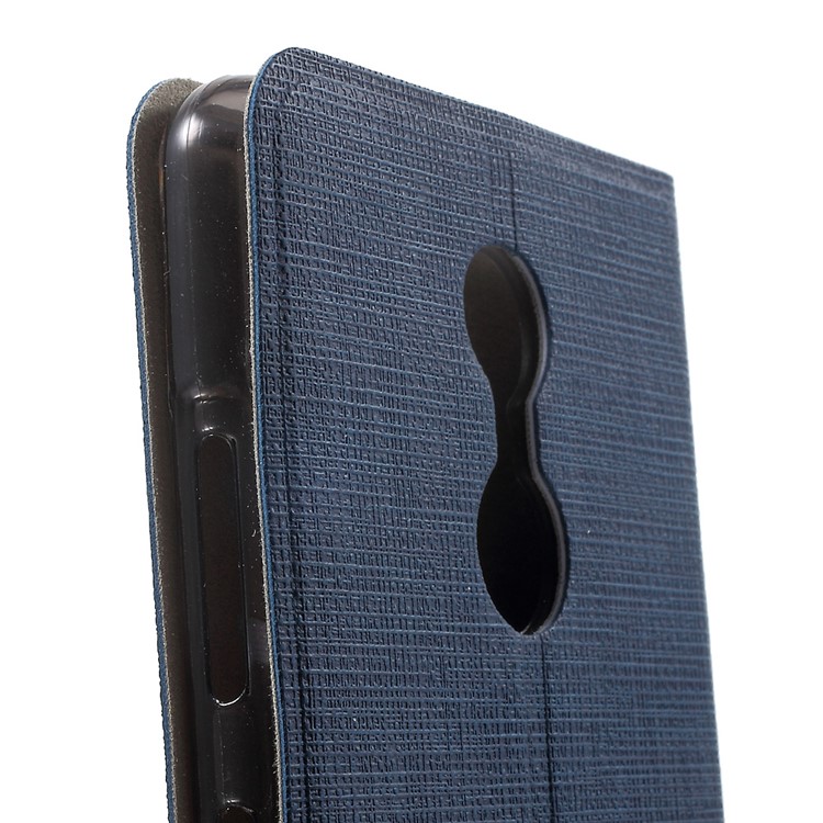 Cross Texture Leather Card Holder Phone Case for Lenovo K6 - Dark Blue-7
