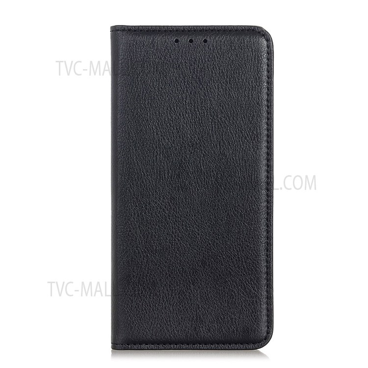 Litchi Texture Split Leather Wallet Stand Auto Closing Magnetic Shockproof Protective Case for Motorola G Pure - Black-2
