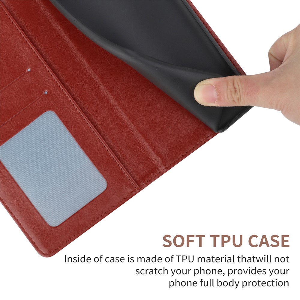 Imprinting Y-shaped Line Stand Wallet Leather Case Shell with Portable Hand Strap for Motorola Moto E7 Power - Wine Red-7