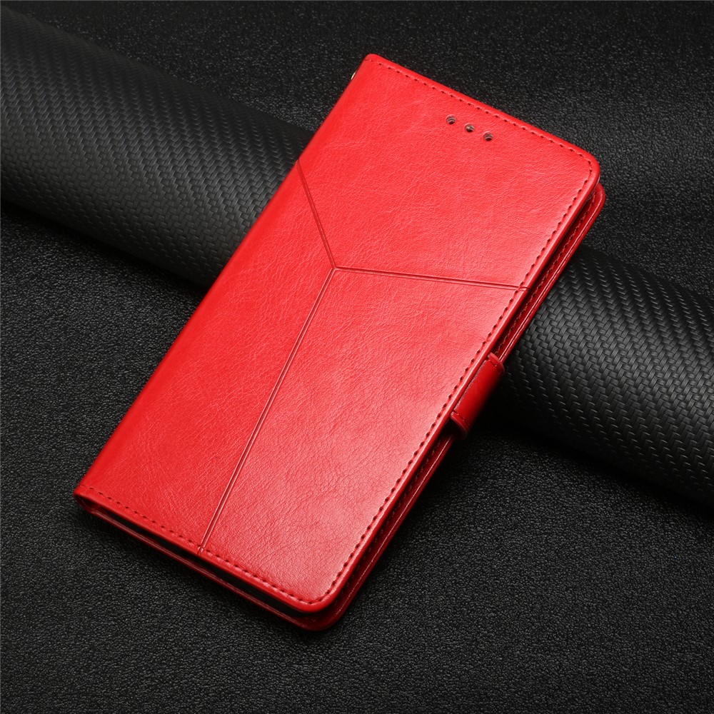 Adjustable Stand Design Drop-Proof Y-Shaped Lines Imprinting PU Leather Cover Shell with Wallet for Motorola Moto G30/G20/G10/G10 Power - Red-10