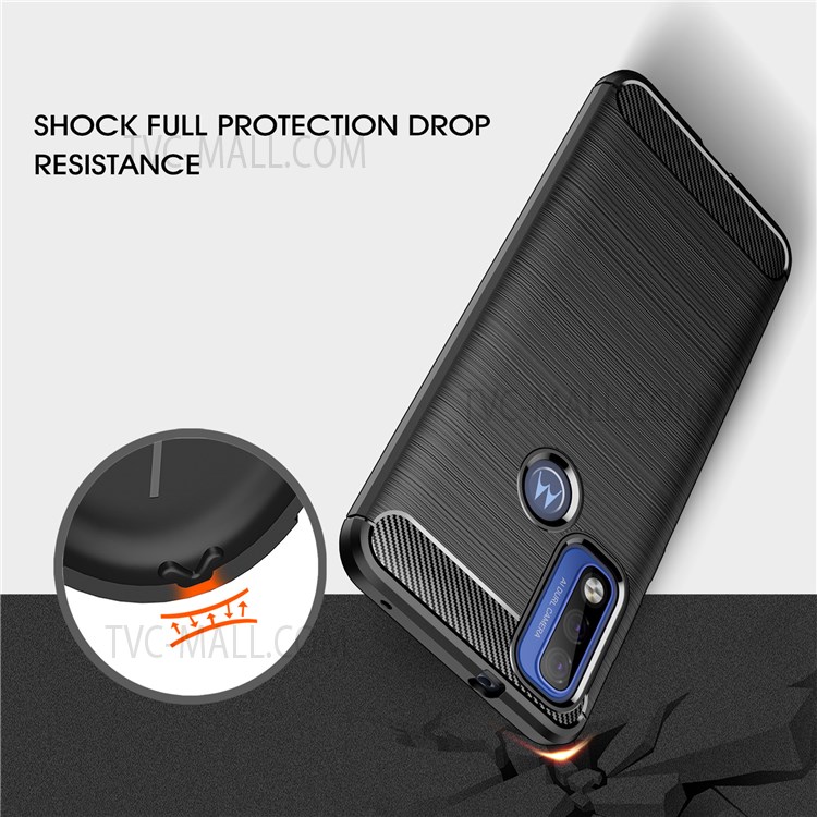 Ultra Thin Carbon Fiber Brushed Texture Soft TPU Shockproof Protective Case for Motorola G Pure - Black-5
