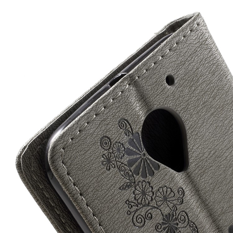 Floral Butterfly Leather Stand Cover with Hand Strap for Lenovo Vibe C2 - Grey-7