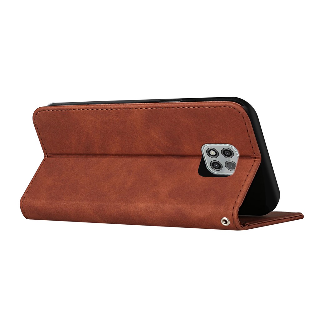 Business Style S-shaped Texture Magnetic Auto Closing Phone Shell Stand Wallet Leather Case for Motorola Moto G Power (2021) - Brown-5