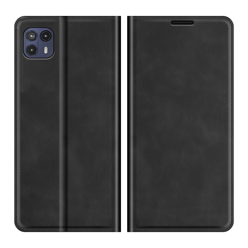 Wallet Stand Design Silky-Touch Super Magnet Closure Folio Flip Leather Cover Protective Case for Motorola Moto G50 5G - Black-1