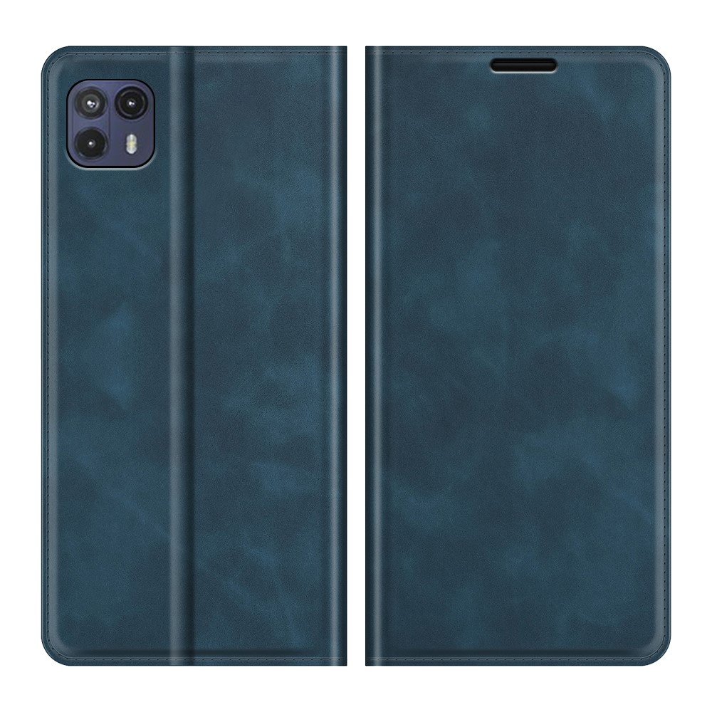 Wallet Stand Design Silky-Touch Super Magnet Closure Folio Flip Leather Cover Protective Case for Motorola Moto G50 5G - Blue-1
