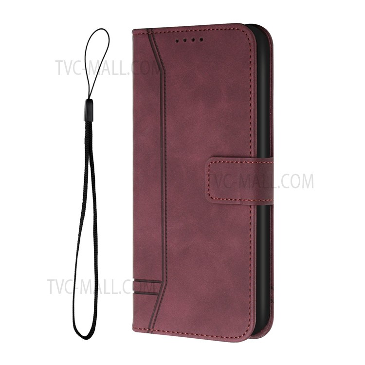 003 Series PU Leather +TPU Shockproof Heart Shape Imprinted Skin-touch Wallet Cover for Motorola Moto G9 Plus - Red-2