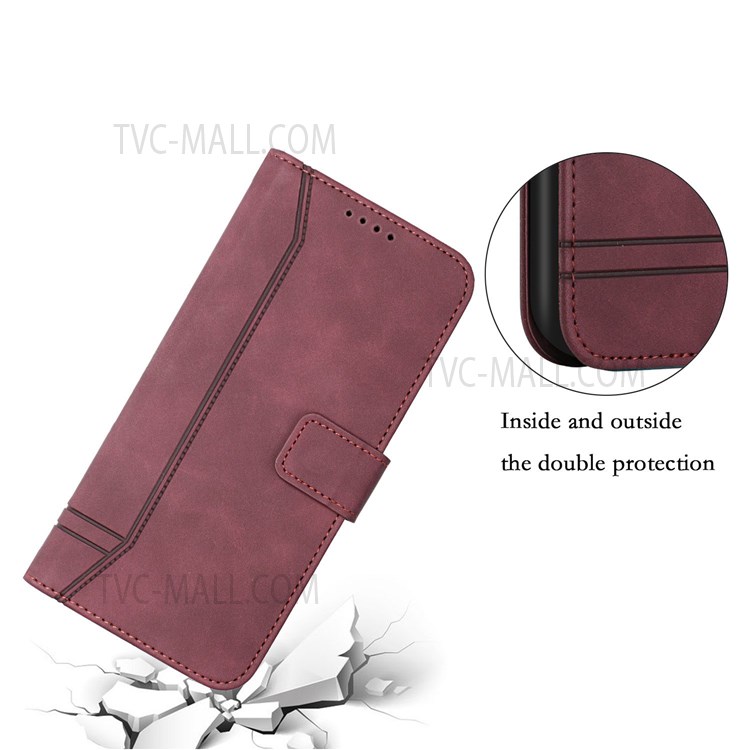 003 Series PU Leather +TPU Shockproof Heart Shape Imprinted Skin-touch Wallet Cover for Motorola Moto G9 Plus - Red-8