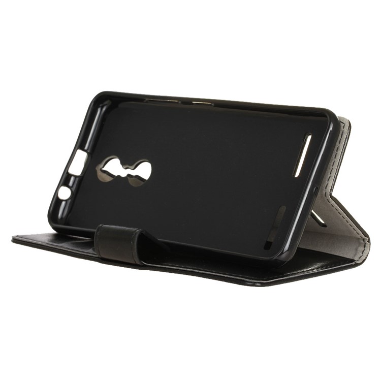 Crazy Horse Leather Wallet Case for Lenovo K6 Note - Black-4