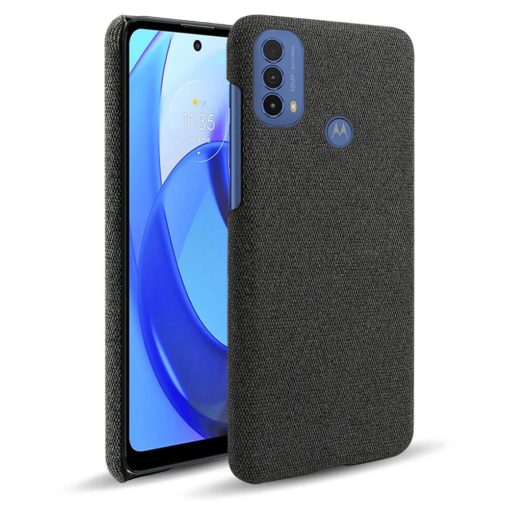 KSQ Camera Protection Fast Heat-Dissipate Incomplete Coverage Cloth + PC Back Phone Case for Motorola Moto E20 - Black-1