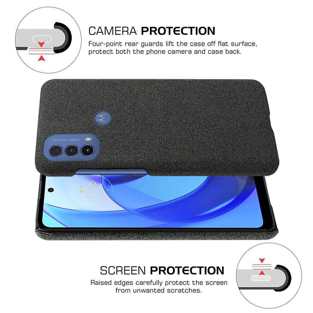 KSQ Camera Protection Fast Heat-Dissipate Incomplete Coverage Cloth + PC Back Phone Case for Motorola Moto E20 - Black-5