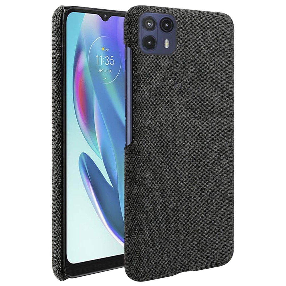 KSQ Drop-proof Cloth + PC Back Phone Case Fast Heat-Dissipate Incomplete Coverage Cover for Motorola Moto G50 5G - Black-1