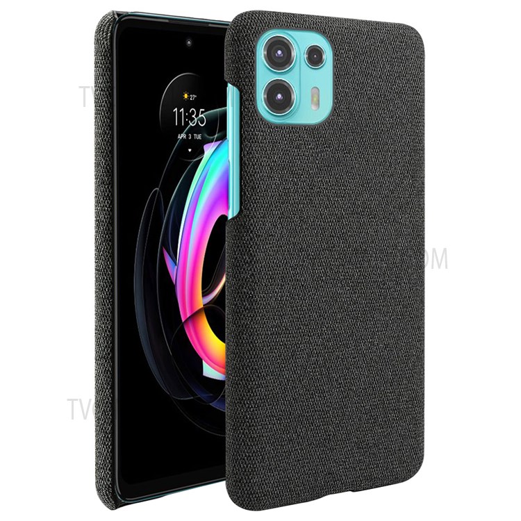 KSQ Fast Heat-Dissipate Incomplete Coverage Cloth + PC Back Case Anti-scratch Phone Cover for Motorola Edge 20 Lite - Black-1