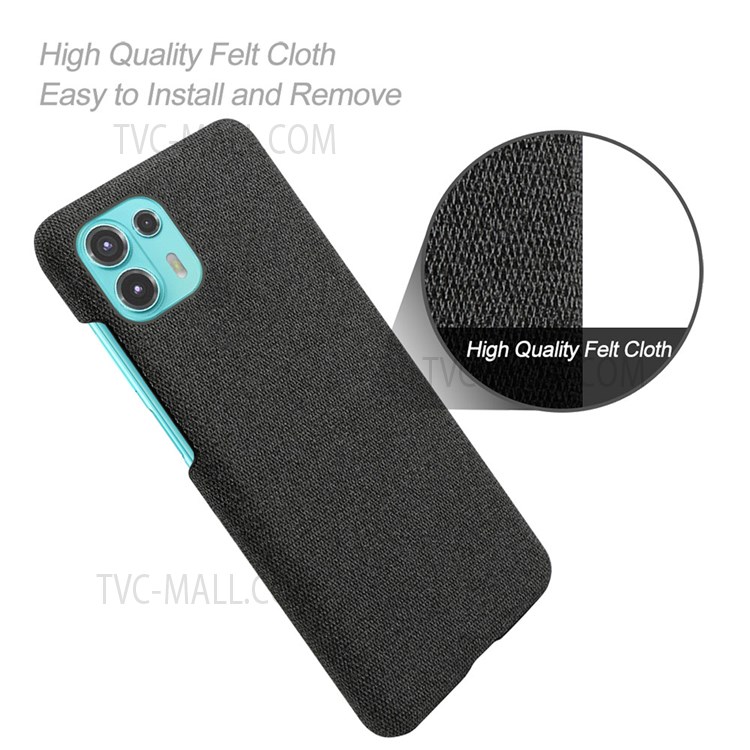 KSQ Fast Heat-Dissipate Incomplete Coverage Cloth + PC Back Case Anti-scratch Phone Cover for Motorola Edge 20 Lite - Black-2