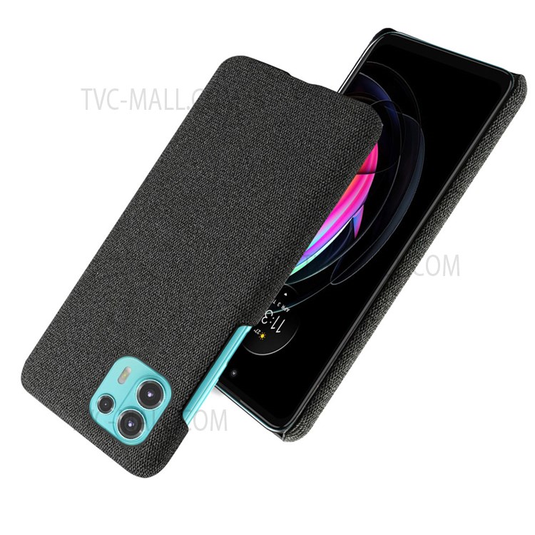 KSQ Fast Heat-Dissipate Incomplete Coverage Cloth + PC Back Case Anti-scratch Phone Cover for Motorola Edge 20 Lite - Black-6