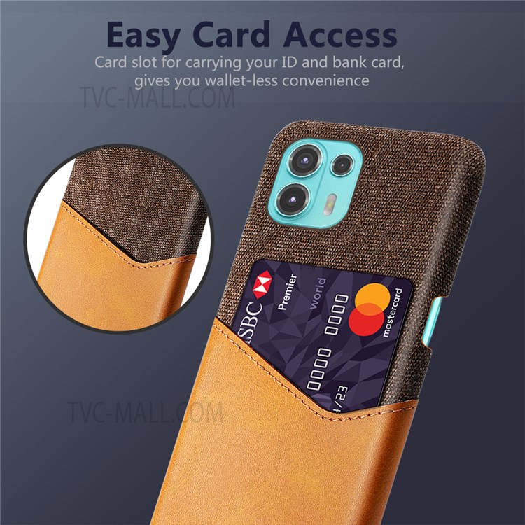 KSQ Cloth Texture Hybrid Phone Case Back Protective Cover with One Card Slot for Motorola Edge 20 Lite - Orange-2