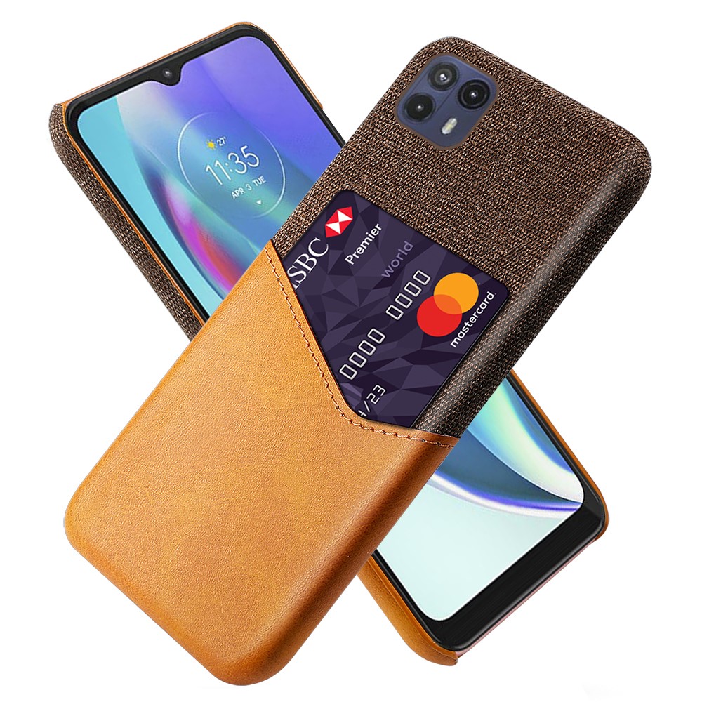 KSQ Drop Protection Cloth Texture Hybrid Phone Case Back Cover with One Card Slot for Motorola Moto G50 5G - Orange-1