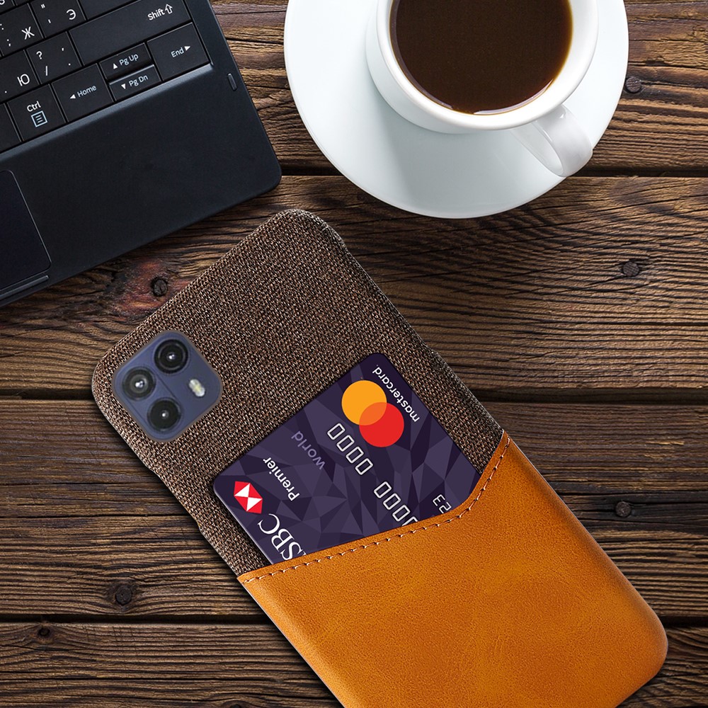 KSQ Drop Protection Cloth Texture Hybrid Phone Case Back Cover with One Card Slot for Motorola Moto G50 5G - Orange-4