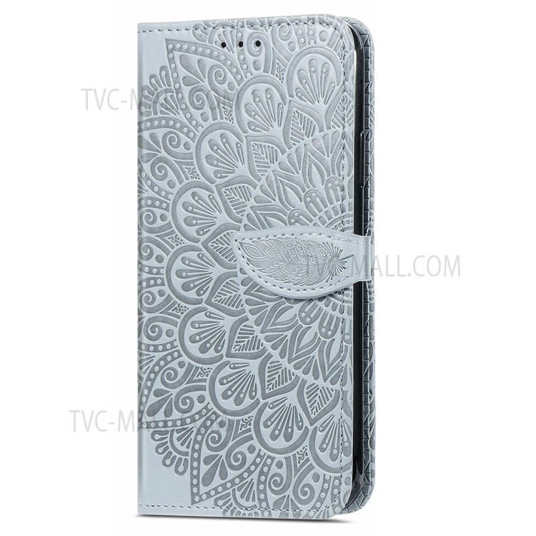 Stand Function Dream Wings Pattern Imprinted PU Leather Wallet Flip Folio Protective Case with Strap for Motorola Edge (2021) - Grey-2