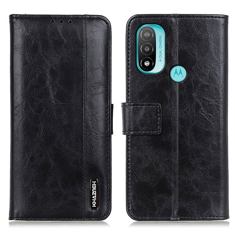 KHAZNEH Wallet Design PU Leather Stand Flip Magnetic Closure Full-Around Protective Case for Motorola Moto E20 / E30 / E40 - Black-1