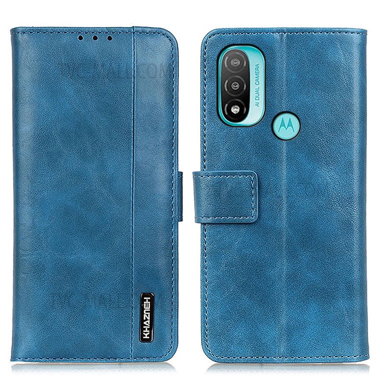 KHAZNEH Wallet Design PU Leather Stand Flip Magnetic Closure Full-Around Protective Case for Motorola Moto E20 / E30 / E40 - Blue-1