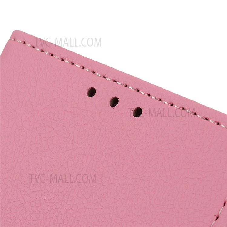 KHAZNEH PU Leather Wallet Stand Magnetic Closure Shockproof Flip Cover for Motorola Moto E20 / E30 / E40 - Pink-7