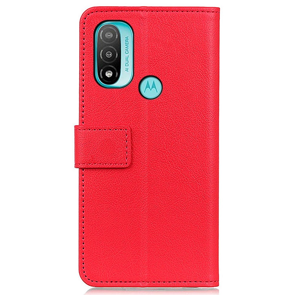 KHAZNEH PU Leather Wallet Stand Magnetic Closure Shockproof Flip Cover for Motorola Moto E20 / E30 / E40 - Red-3
