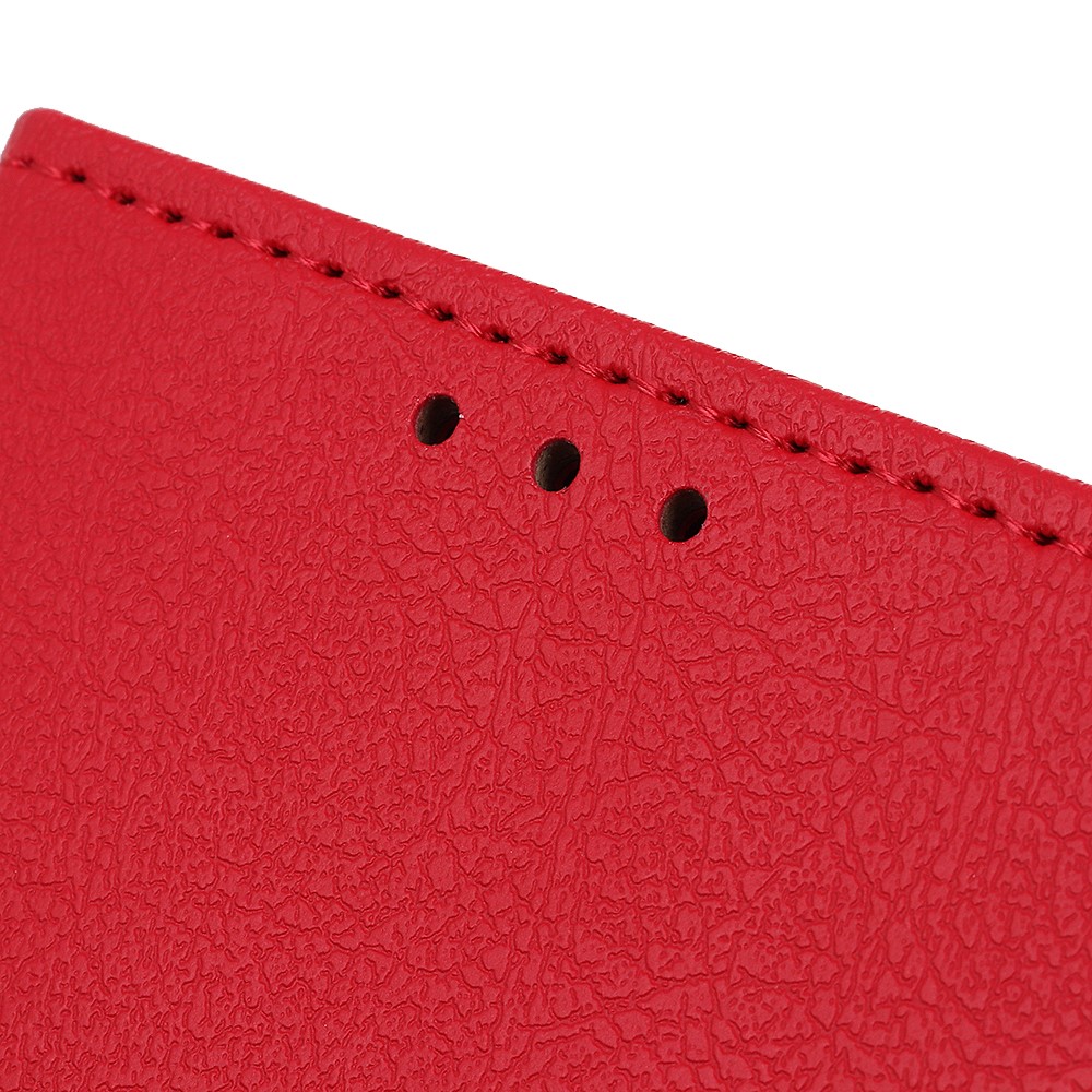 KHAZNEH PU Leather Wallet Stand Magnetic Closure Shockproof Flip Cover for Motorola Moto E20 / E30 / E40 - Red-7