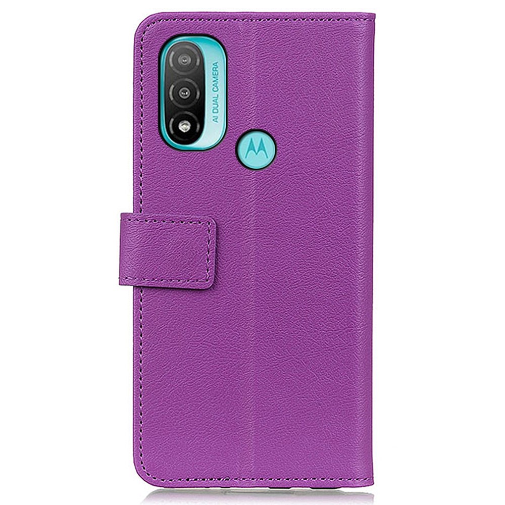 KHAZNEH PU Leather Wallet Stand Magnetic Closure Shockproof Flip Cover for Motorola Moto E20 / E30 / E40 - Purple-3