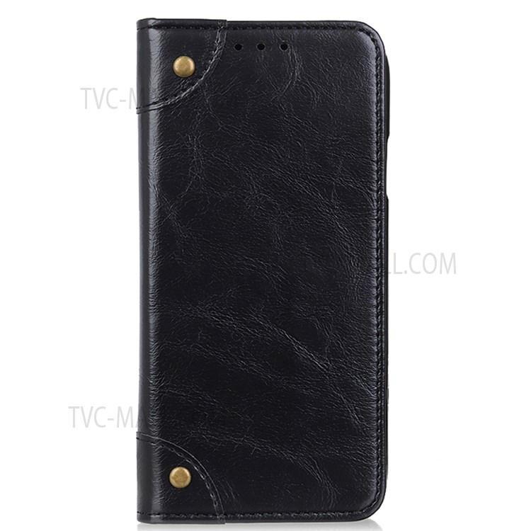 Rivet Design Stand PU Leather Shockproof TPU Interior Flip Wallet Magnetic Absorbed Cover for Motorola Moto E20 / E30 / E40 - Black-2