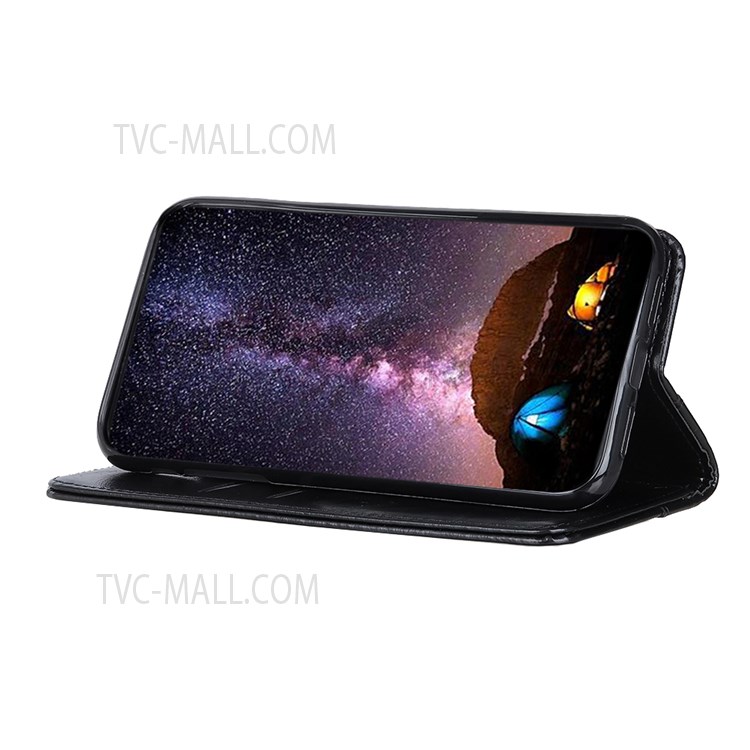 Rivet Design Stand PU Leather Shockproof TPU Interior Flip Wallet Magnetic Absorbed Cover for Motorola Moto E20 / E30 / E40 - Black-4