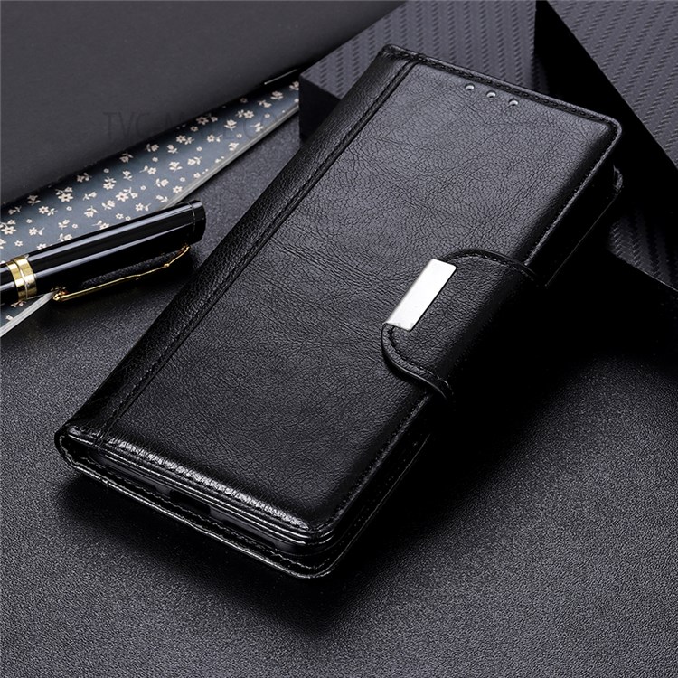 Textured PU Leather Cover + TPU Inner Cover Phone Wallet Shell with Horizontal Stand for Motorola Moto E20/E30/E40 - Black-10