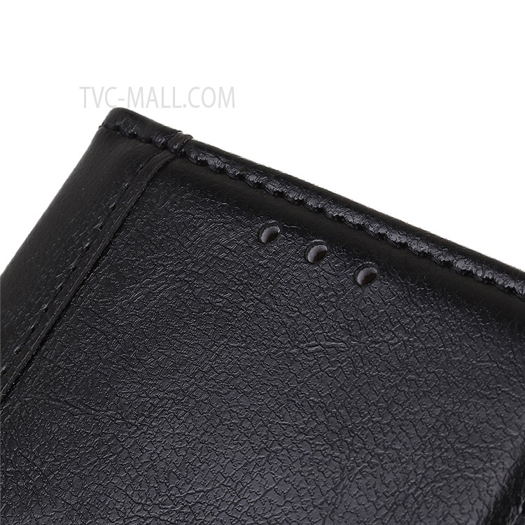 Textured PU Leather Cover + TPU Inner Cover Phone Wallet Shell with Horizontal Stand for Motorola Moto E20/E30/E40 - Black-8