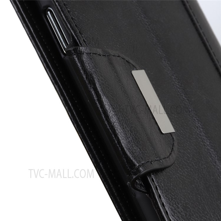 Textured PU Leather Cover + TPU Inner Cover Phone Wallet Shell with Horizontal Stand for Motorola Moto E20/E30/E40 - Black-9