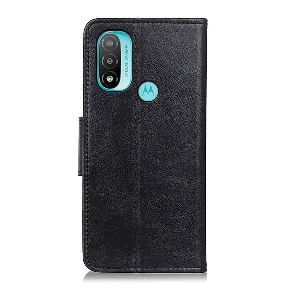 Dual-Sided Magnetic Clasp Crazy Horse Texture Scratch-resistant Wallet PU Leather Phone Cover with Stand for Motorola Moto E20/E30/E40 - Black-3