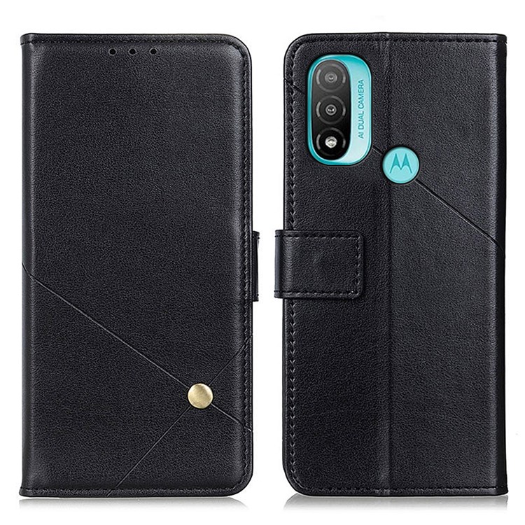 PU Leather Flip Wallet Case Magnetic Closed Folding Stand Cover for Motorola Moto E20 / E30 / E40 - Black-1