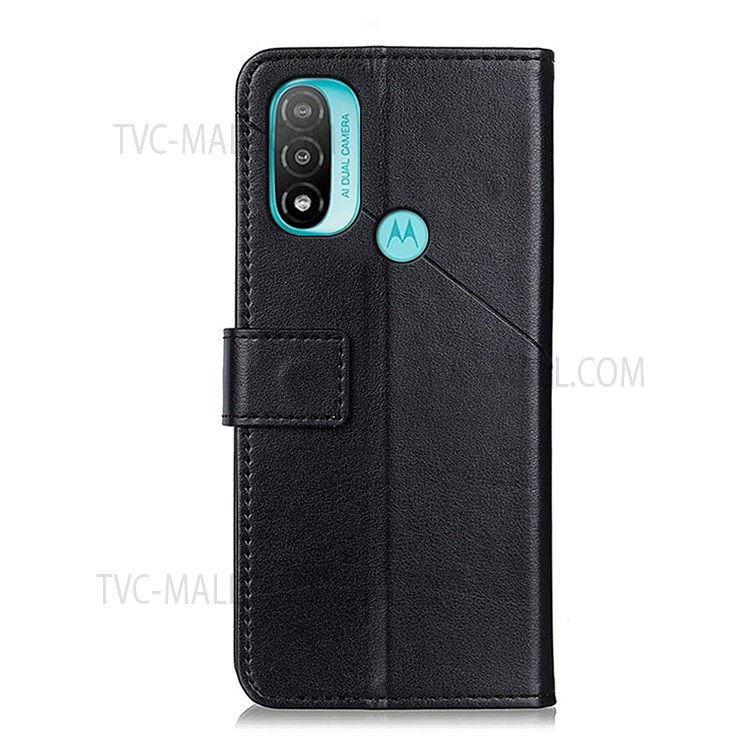 PU Leather Flip Wallet Case Magnetic Closed Folding Stand Cover for Motorola Moto E20 / E30 / E40 - Black-3