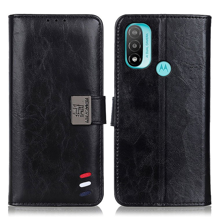 Drop Protection PU Leather Flip Protective Phone Cover with Stand and Magnetic Closure for Motorola Moto E20 / E30 / E40 - Black-1