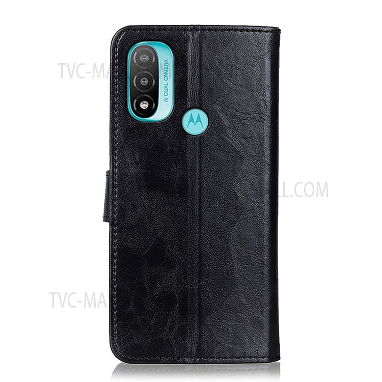 Drop Protection PU Leather Flip Protective Phone Cover with Stand and Magnetic Closure for Motorola Moto E20 / E30 / E40 - Black-3