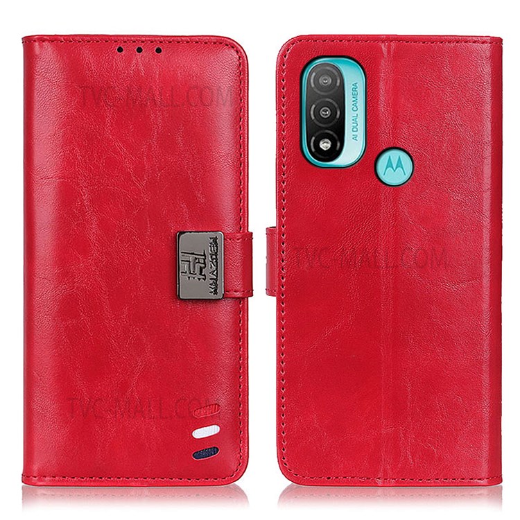 Drop Protection PU Leather Flip Protective Phone Cover with Stand and Magnetic Closure for Motorola Moto E20 / E30 / E40 - Red-1