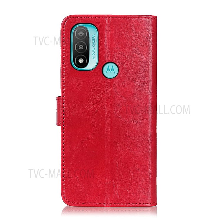Drop Protection PU Leather Flip Protective Phone Cover with Stand and Magnetic Closure for Motorola Moto E20 / E30 / E40 - Red-3