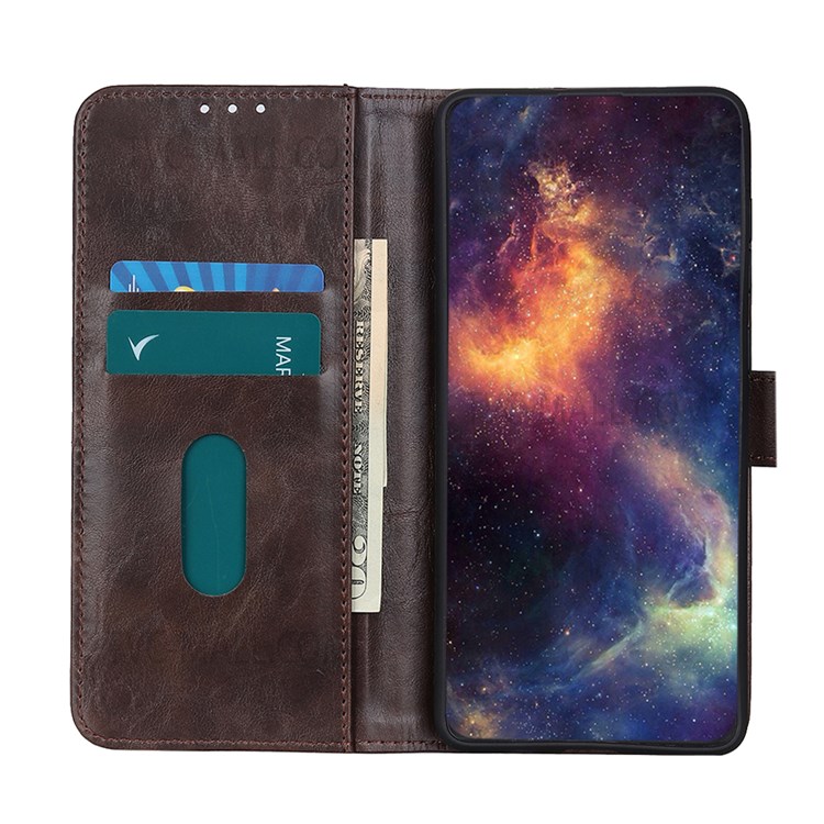 Drop Protection PU Leather Flip Protective Phone Cover with Stand and Magnetic Closure for Motorola Moto E20 / E30 / E40 - Brown-4