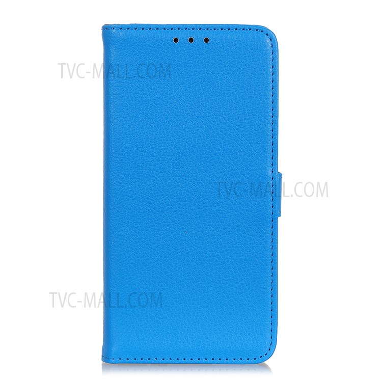 Litchi Texture PU Leather Wallet Stand Magnetic Folio Flip Shock-Absorption Phone Case for Motorola Moto E20 / E30 / E40 - Blue-2