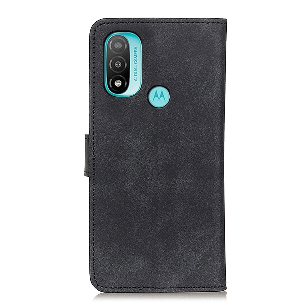 KHAZNEH Hands-Free Stand Vintage PU Leather Wallet Magnetic Closure Shockproof Flip Folio Case for Motorola Moto E20 / E30 / E40 - Black-3