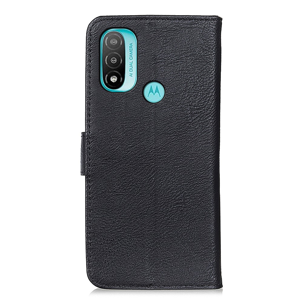 KHAZNEH Magnetic Closure PU Leather Wallet Folding Stand Flip Protective Cover for Motorola Moto E20 / E30 / E40 - Black-3